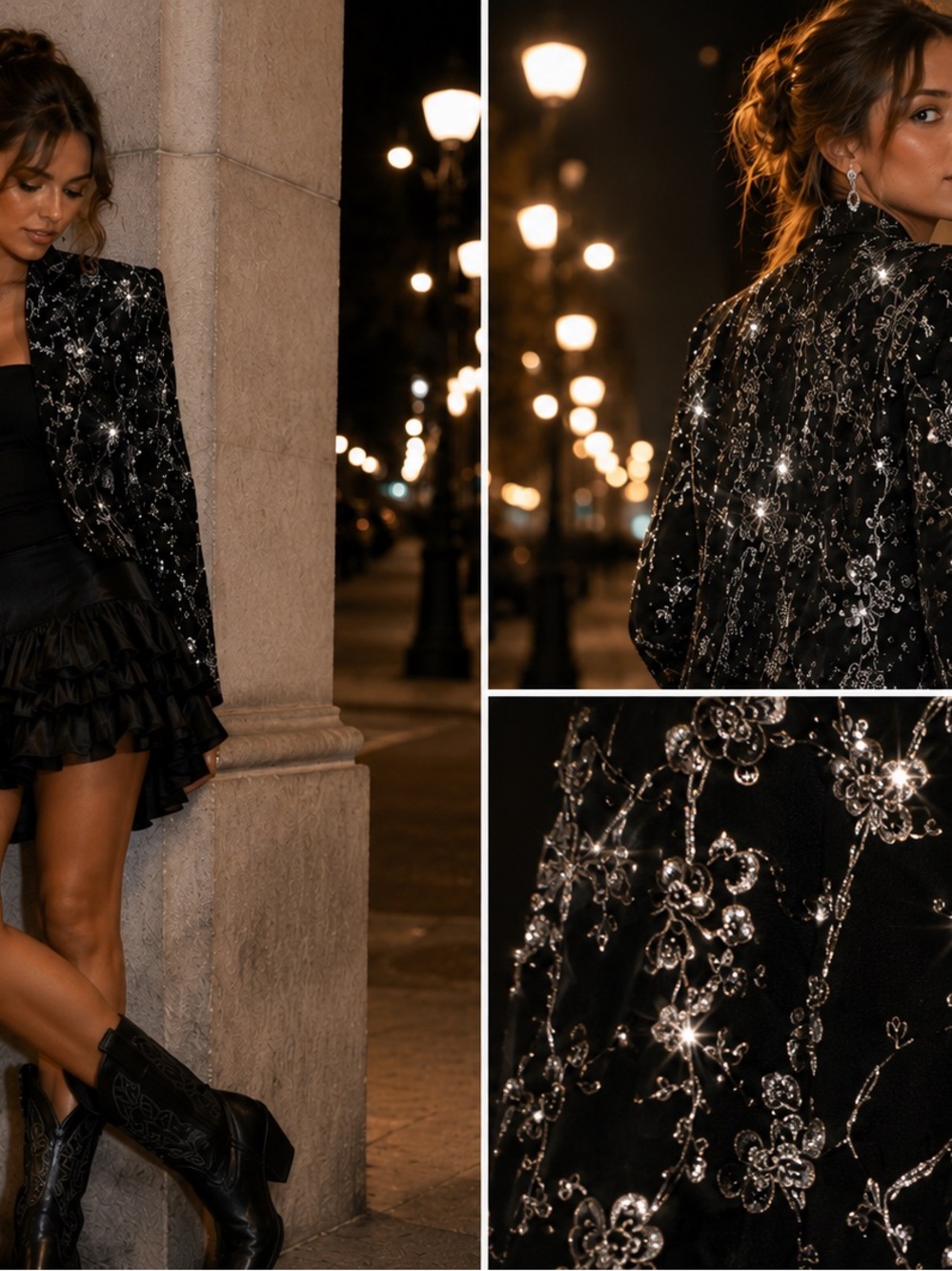 6 REBECCA ROSE Jacket Silver Glittery